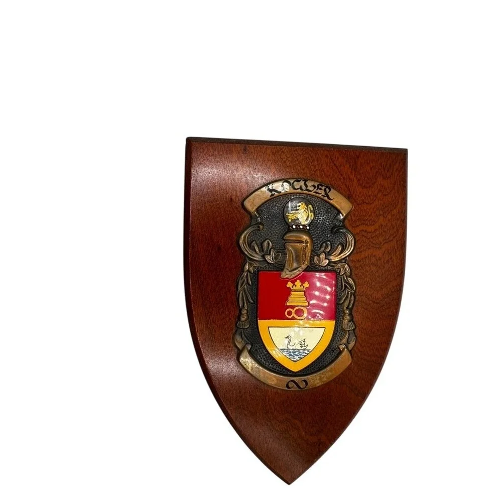 Macaulay Mann Kocher Family Coat of Arms Heraldic Wooden Shield Wall Plaque